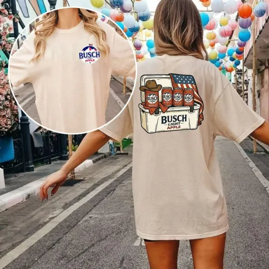 4th of July Funny Beer Cowboy Double Sided T-Shirt