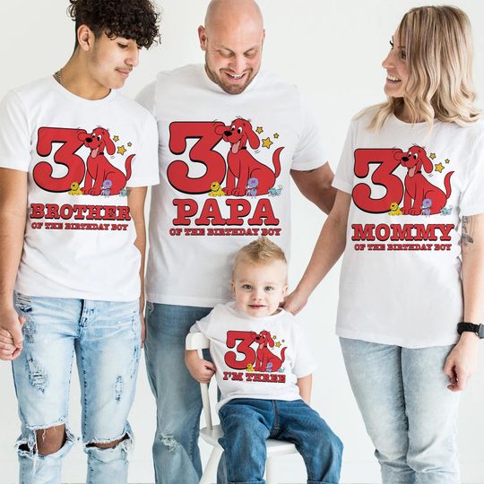 Personalized Name And Age Clifford the Big Red Dog Family Birthday Shirt, Clifford Dog Birthday Party Tee,Clifford Dog Matching Shirt