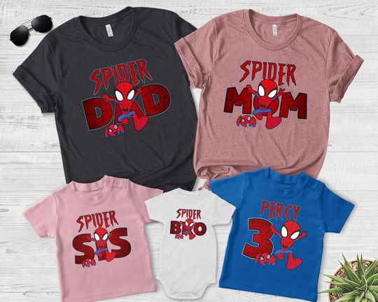 Personalized Spiderman Birthday Boy Shirt, Custom Name Family Birthday, Marvel Superhero, Custom Toddler Youth Adults Birthday Tee
