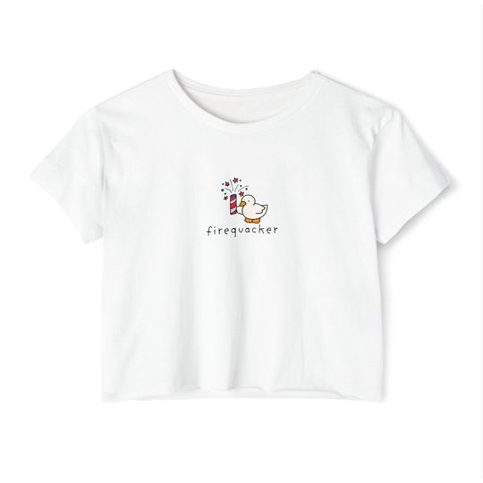 Cute Duck Firecracker Women's Crop Top - Family Matching Summer Top, Festival Outfit, Fourth of July Graphic Tee