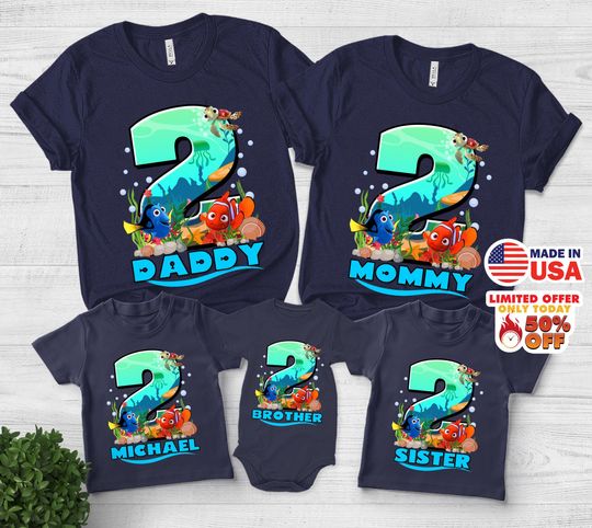 Finding Nemo Birthday Shirt, Finding Nemo Birthday T-shirt, Finding Nemo, Nemo, Personalized Shirt, Custom Shirt, Birthday Disney