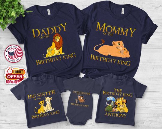 Lion King Birthday Shirt, Simba Boy's Shirt, Lion King Birthday Tee, Matching Family Shirts