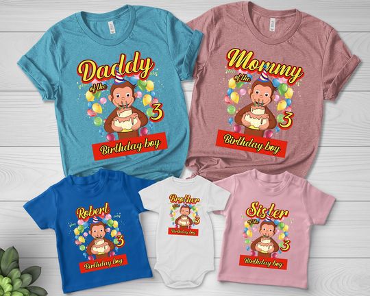 Curious George Birthday Shirt | Personalized Curious George Birthday Shirt | Custom Birthday Matching Shirt | Curious George Family Birthday