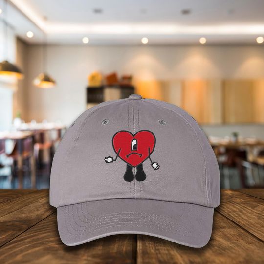 Embroidered Bad Bunny Heart Baseball Hat, Bad Bunny Hat