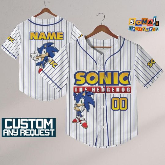 Personalize Sonic The Hedgehog Awesome, Custom Baseball, Sonic the Hedgehog Sports Tee, Gamer Gift Outfit