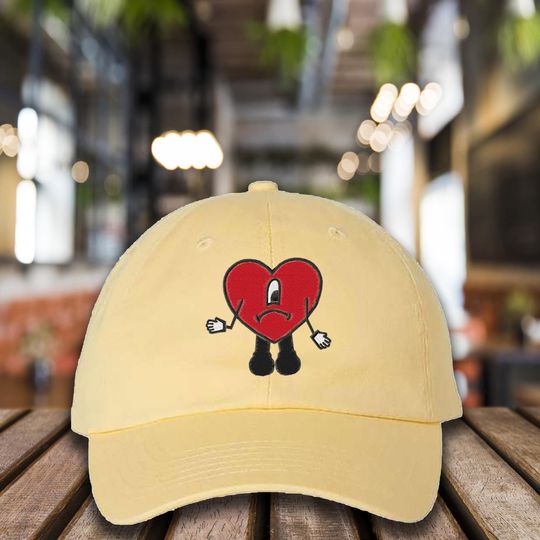 Embroidered Bad Bunny Heart Baseball Cap, Bad Bunny Hat, Una Navidad Sin Ti Cap