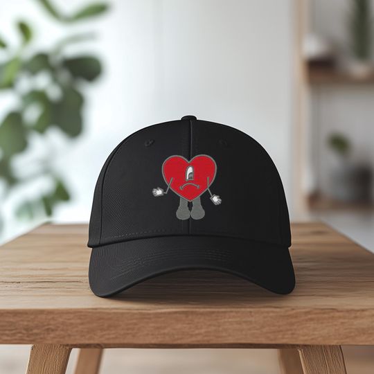 Embroidered Bad Bunny Heart Cap - Un Verano Sin Ti Summer Hat - Bad Bunny Logo Baseball Cap