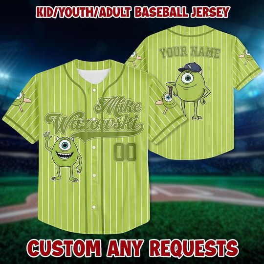 Custom Baseball Team Jersey,Birthday Gift for Monster Inc Fans Family, Personalized Disney Monster Inc James Sullivan Mike Wazowski Baseball