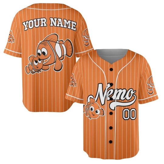 Custom Finding Nemo Dad & Kid Baseball Jersey - Kids, Youth, Adult Disney Matching Family Outfits, Cute Gift For Fan, Gift for Poppa