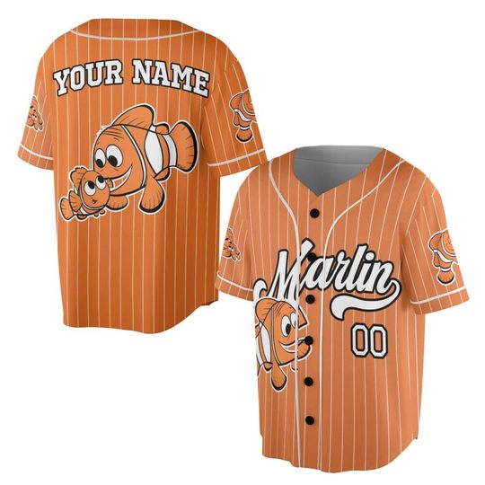 Custom Finding Nemo Dad & Kid Baseball Jersey - Kids, Youth, Adult Disney Matching Family Outfits, Cute Gift For Fan, Gift for Poppa