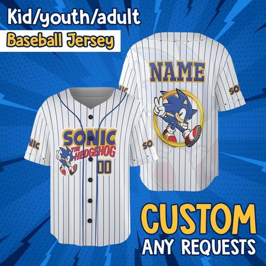Personalized Sonic Jersey, Personalized Sonic Birthday Jersey, Sonic Birthday Outfit, Kids Birthday Jersey