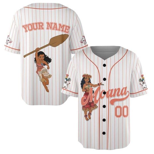 Custom Disney Princess Moana Simple, Custom Name Disney Game Day Kid Adult Jersey, Gift For Baseball Fan, Disney Princess Matching Outfit