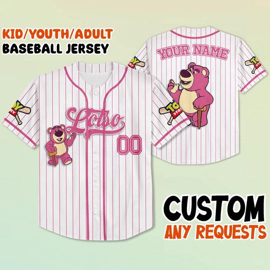 Custom Lotso Baseball Jersey Shirt, Personalized Toy-Inspired Kid/Youth/Adult Jersey, Matching Family Outfit, Gift for Toy Fans
