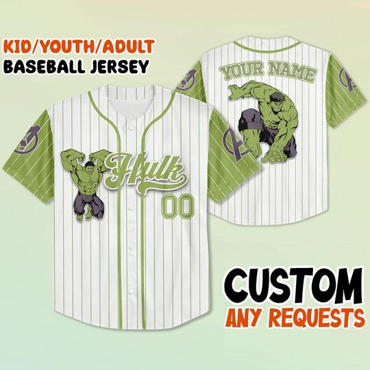 Custom Hulk Baseball Jersey, Marvel Disney Shirt, Green Superhero Tee, Personalized Unisex Jersey for Disney Trip or Avengers Fans