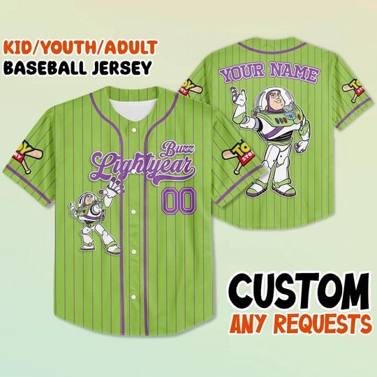 Buzz Lightyear Baseball Jersey, Custom Disney Shirt, Toy Story Disney Jersey, Matching Family Vacation Shirt, Personalized Disney Outfit