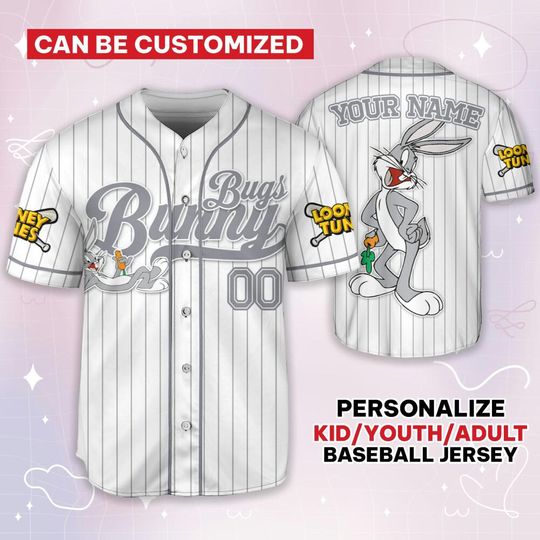 Custom Looney Tune Bugs Bunny Simple Baseball, Baseball Team Outfit, Gift for Space Jamz Fans, Tune Squad Jersey, Family Jersey