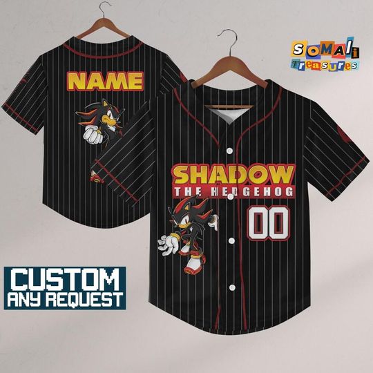 Personalize Sonic Shadow The Hedgehog, Custom Baseball, Sonic the Hedgehog Sports Tee, Gamer Gift Outfit
