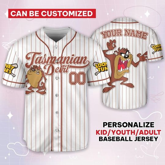 Custom Looney Tune Tasmanian Devil Simple Baseball, Baseball Team Outfit, Gift for Space Jamz Fans, Tune Squad Jersey, Family Jersey