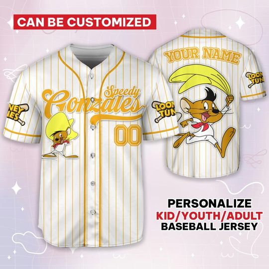 Custom Looney Tune Speedy Gonzales Simple Baseball, Baseball Team Outfit, Gift for Space Jamz Fans, Tune Squad Jersey, Family Jersey
