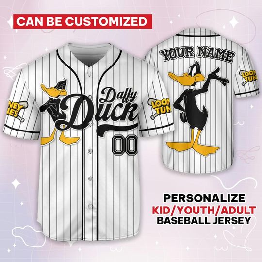 Custom Looney Tune Daffy Duck Simple Baseball, Baseball Team Outfit, Gift for Space Jamz Fans, Tune Squad Jersey, Family Jersey