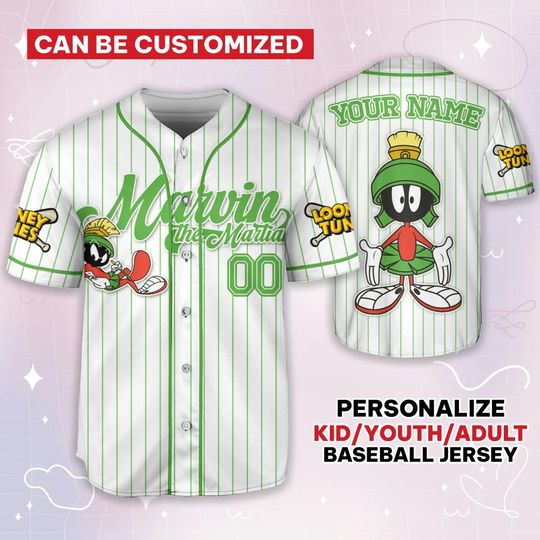 Custom Looney Tune Marvin The Martian Simple Baseball, Baseball Team Outfit, Gift for Space Jamz Fans, Tune Squad Jersey, Family Jersey