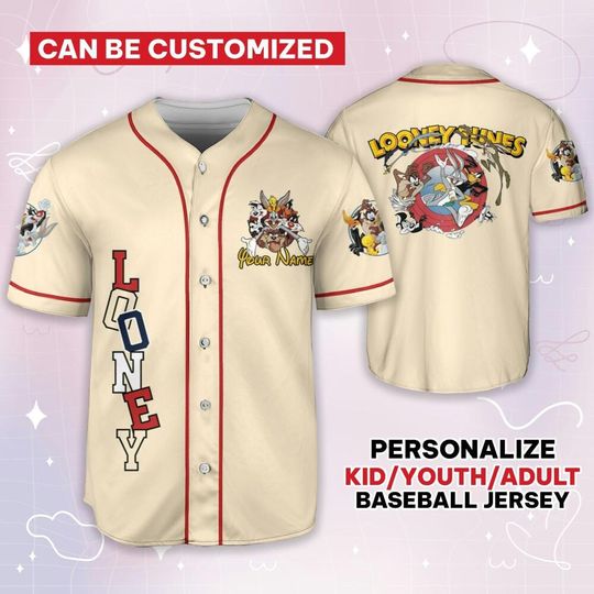 Personalize Looney Tunes Vintage, Baseball Team Outfit, Gift for Space Jamz Fans, Tune Squad Jersey, Family Jersey
