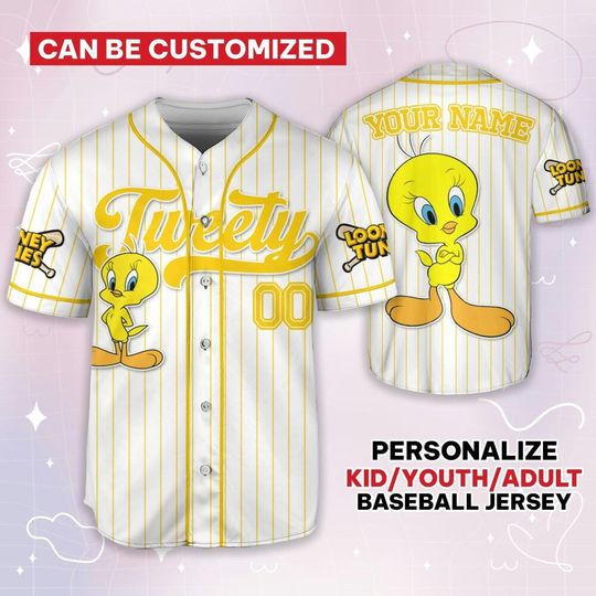 Custom Looney Tune Tweety Simple Baseball, Baseball Team Outfit, Gift for Space Jamz Fans, Tune Squad Jersey, Family Jersey