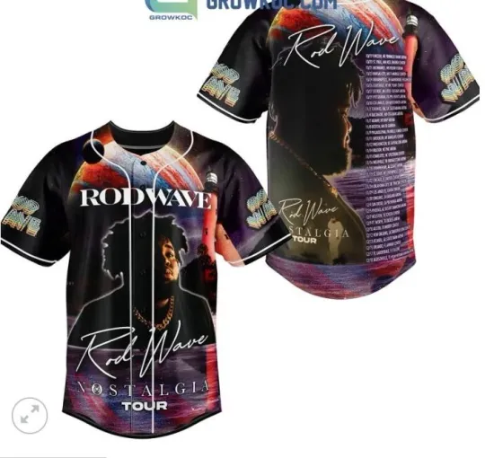 Rod Wave Nostalgia Tour In Three Month baseball jersey  3d gift 2025 hot