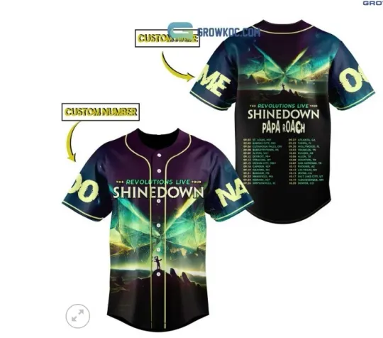 Papa Roach The Revolutions Live Tour shine down baseball jersey, 3d gift,2025 hot