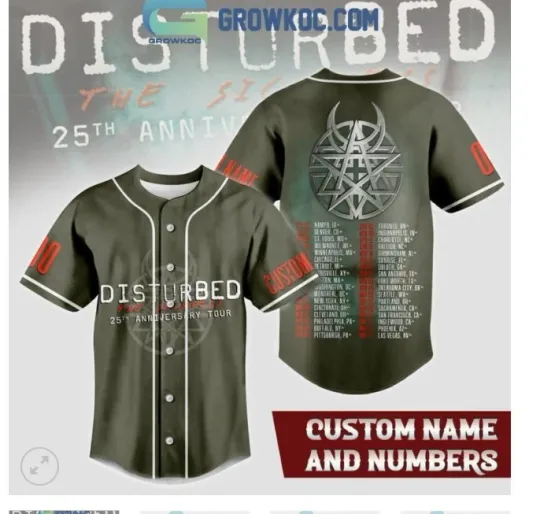 Disturbed 25th Anniversary Tour 2025 baseball jersey, 3d gift,2025 hot