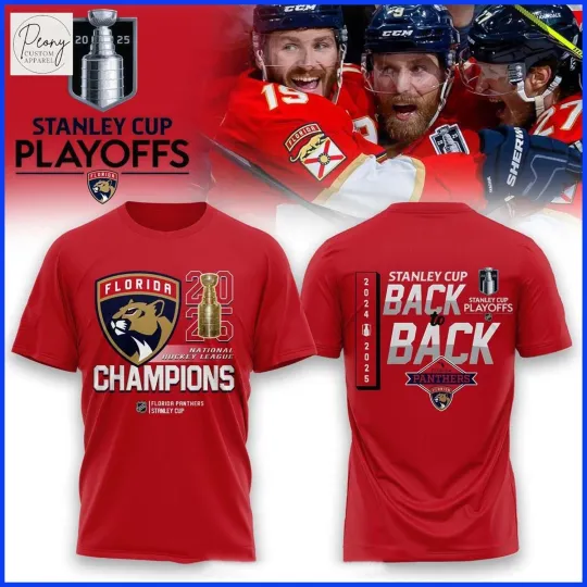 Florida Panthers 2025 Stanley Cup Champions Double Sided T-Shirt - All Sizes Available