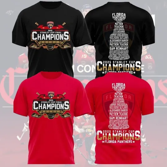 Florida Panthers 2025 Stanley Cup Champions Double Sided T-Shirt