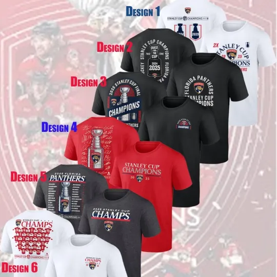 Hockey 2025 Florida Panthers Stanley Cup Champions Double Sided T-Shirt for Fans