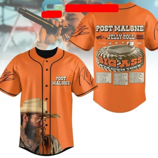 Post Malone Big Ass Stadium Tour 2025 With Jelly Roll Baseball