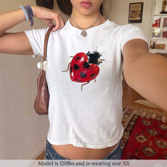 Lovebug Baby Tee, Ladybug Baby Tee, Y2K Baby Tee, Spring Summer Tee, Graphic Tee, 90s Tee