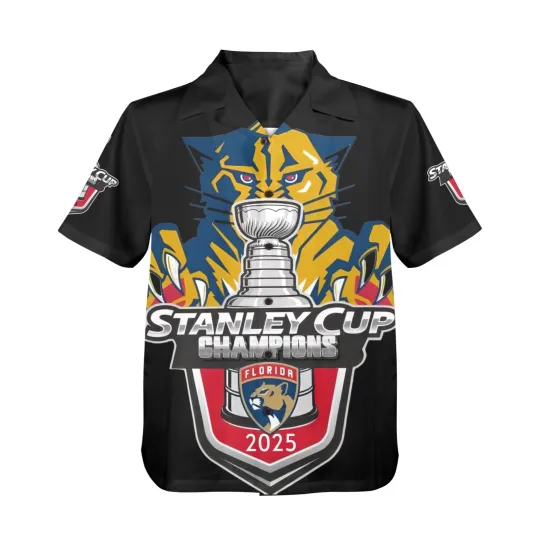 Hawaiian Button Shirt.  Florida Panthers. 2025 Stanley Cup Champions