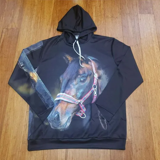 Unisex 3D Graphics Fashion Horse Animal Pattern Hoodies Pullover Sweatshirt- 4XL
