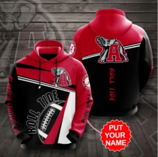Custom Name Albm Crimson Football Team All Over Print 3D Hoodie