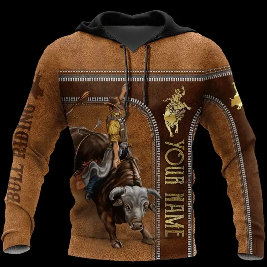 Custom Bull Riding Hoodie 3D All Over Print, Riding Hoodie Cowboy Hoodie Cowboy
