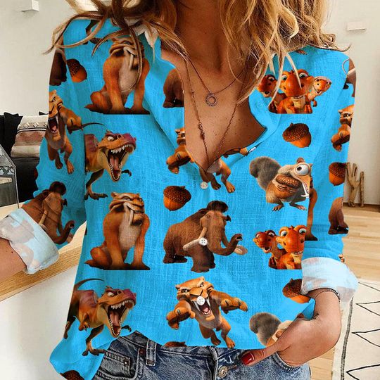 Ice Age Women Casual Shirt Women Casual Shirt, Button Up Shirt, Disney Vintage Shirt