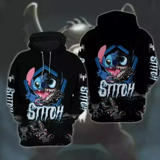 Stitch Mash Up With Venom 3D Hoodie All Over Print Gift For Friends