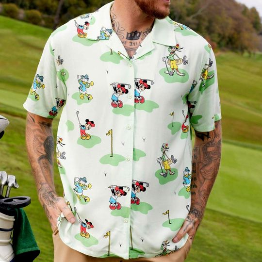 Mickey And Friends Golf  Hawaiian Shirt  Disney Golfing Hawaii Shirt, Summer Golfer Gift, Mickey Donald Goofy, Disneyland Trip Tee