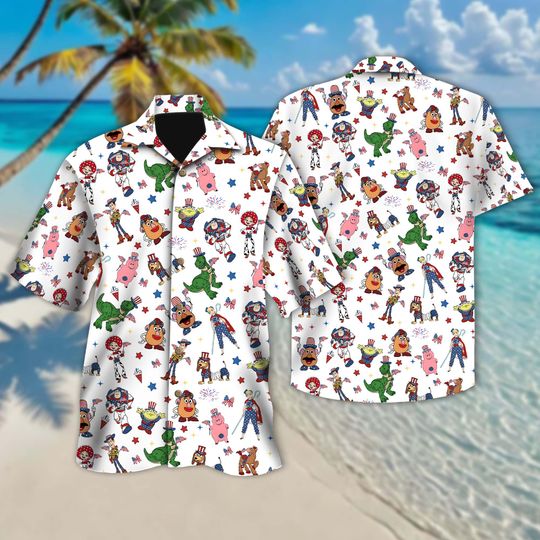 Disney Toy Story 4th Of July Hawaiian Shirt, Magical Castle Hawaiian Shirt Woody Buzz Lightyear Button Up, Hawaii Shirt For Toy Story Lovers