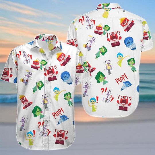 Inside Out Button Shirt, Disney Feelings Hawaiian Shirt, Shorts For Men, Mental Health Vacation Shirts, Aloha Shirt Men, Gifts For Dad