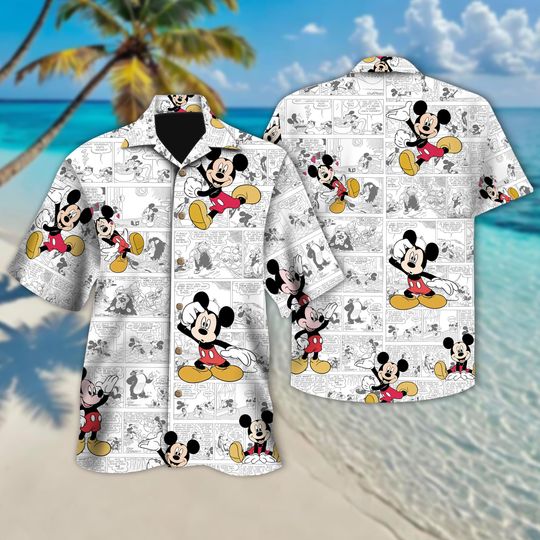 Disneyland Mickey Mouse Hawaiian Shirt, Funny Mickey Mouse Hawaii Shirt, Mickey Characters Button Up, Magic Kingdom Summer Beach Shirt