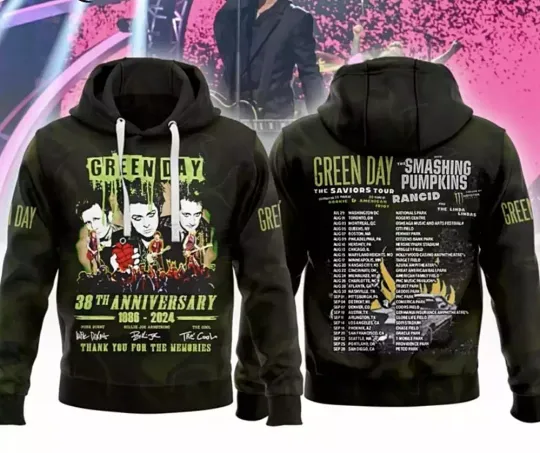 Green Day The Saviors Tour 2024 hoodie 3D -hot 3d thanks gift, Christmas gift