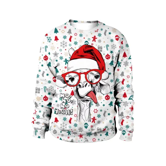 Unisex Ugly Christmas Print Pullover Sweater Shape for Men Women 3D Funny Hoodie