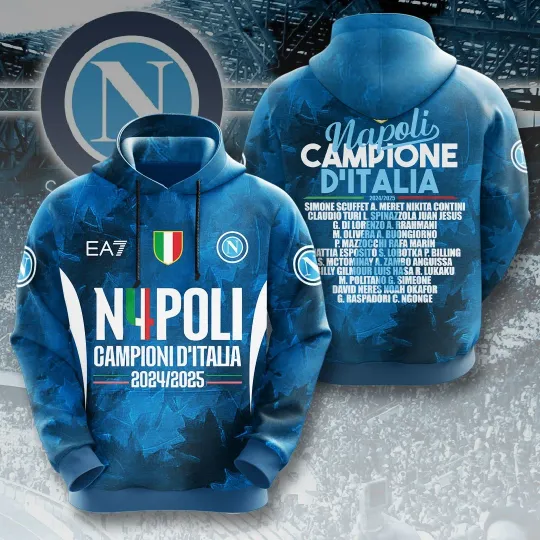 S.S.C. Napoliiiiiii 3D Hoodie 2024-2025 Pullover Unisex Gift for Football Fans
