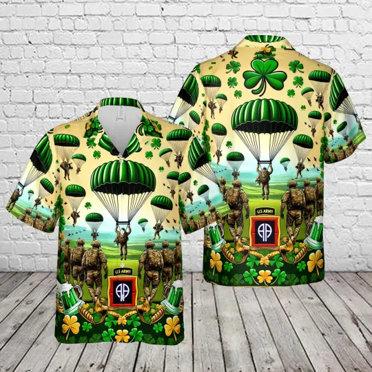 US Army 82nd Airborne Division St Patricks Day Hawaiian Shirt