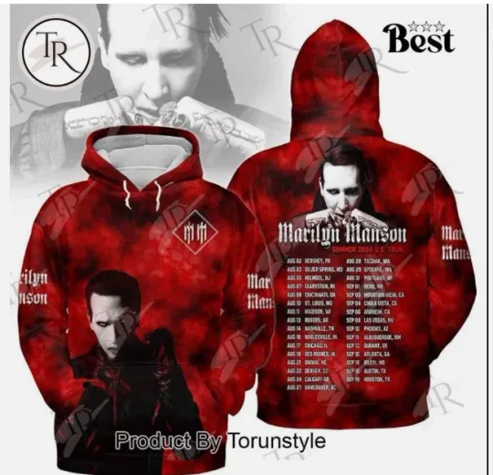 Marilyn Manson Summer 2024 US Tour Hoodie 3d